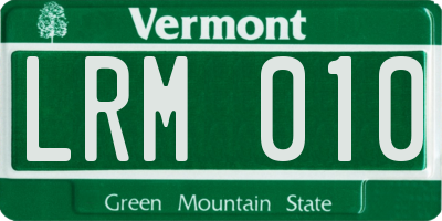 VT license plate LRM010