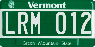 VT license plate LRM012
