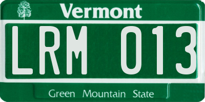VT license plate LRM013