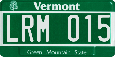 VT license plate LRM015