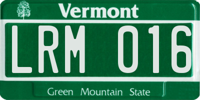 VT license plate LRM016