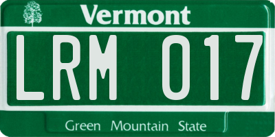 VT license plate LRM017