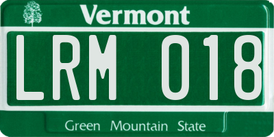 VT license plate LRM018