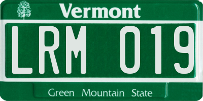 VT license plate LRM019