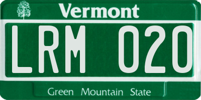 VT license plate LRM020
