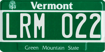 VT license plate LRM022