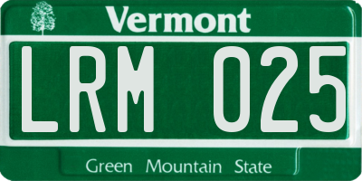 VT license plate LRM025