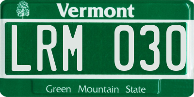 VT license plate LRM030