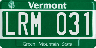 VT license plate LRM031
