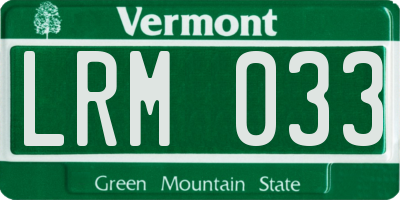 VT license plate LRM033