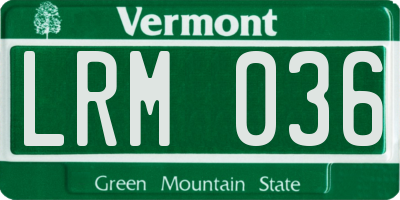 VT license plate LRM036