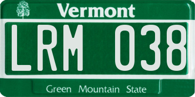 VT license plate LRM038