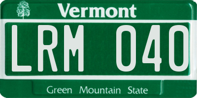 VT license plate LRM040