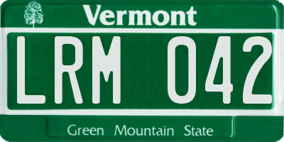 VT license plate LRM042