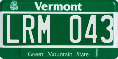 VT license plate LRM043