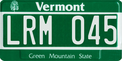VT license plate LRM045