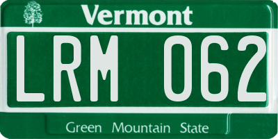 VT license plate LRM062