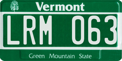 VT license plate LRM063