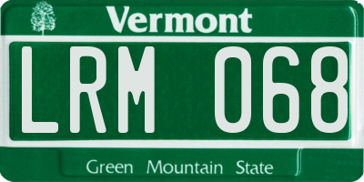 VT license plate LRM068
