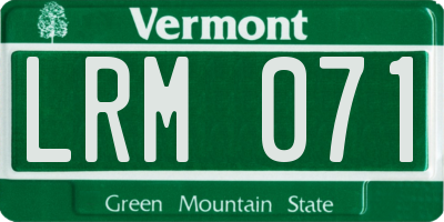 VT license plate LRM071