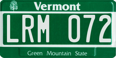 VT license plate LRM072