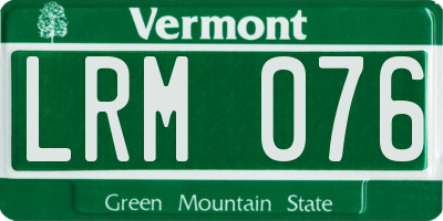 VT license plate LRM076
