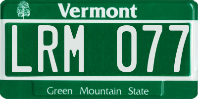 VT license plate LRM077