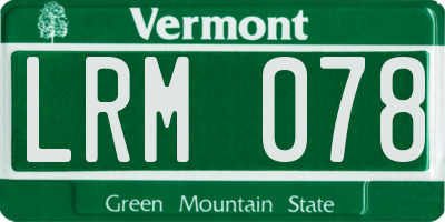 VT license plate LRM078