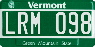 VT license plate LRM098
