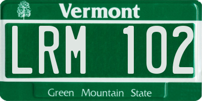 VT license plate LRM102
