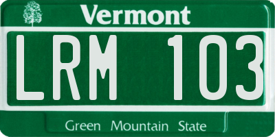 VT license plate LRM103