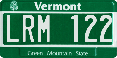 VT license plate LRM122