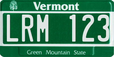 VT license plate LRM123