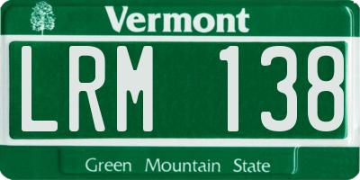 VT license plate LRM138