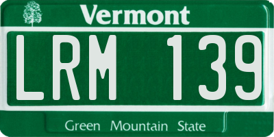 VT license plate LRM139