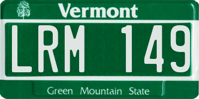 VT license plate LRM149
