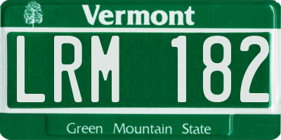 VT license plate LRM182
