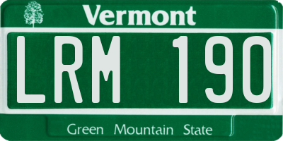 VT license plate LRM190