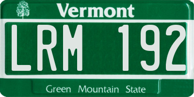 VT license plate LRM192