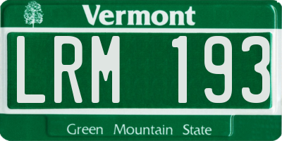 VT license plate LRM193