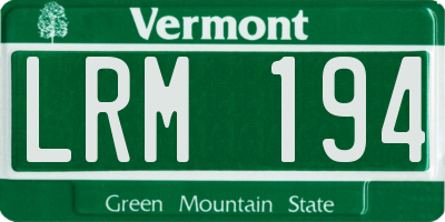 VT license plate LRM194