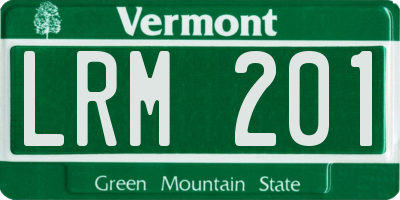 VT license plate LRM201