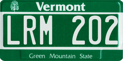 VT license plate LRM202