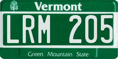 VT license plate LRM205