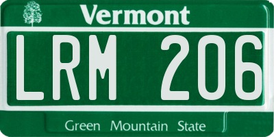 VT license plate LRM206