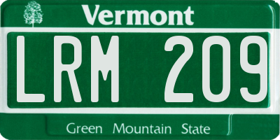 VT license plate LRM209