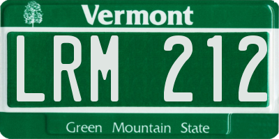 VT license plate LRM212