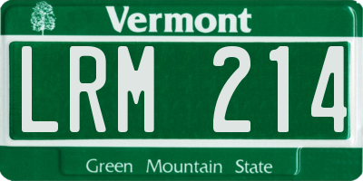 VT license plate LRM214