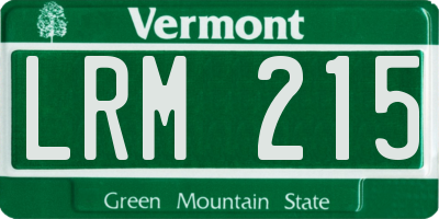VT license plate LRM215
