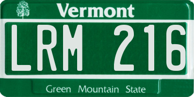 VT license plate LRM216